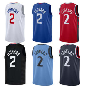 LA para Hombre # 2 Camisetas de Baloncesto Bordadas de Kawhi Leonard, Edición Ciudad, Uniformes Cosidos para Jóvenes, Tallas Grandes para Verano - Product Image 1