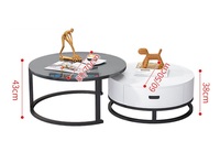 Meubles de salon modernes, table à thé avec rangement, canapé central à armature en métal doré, table basse ronde en marbre