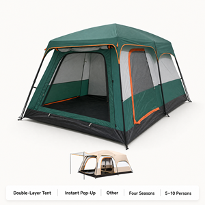 Tente de camping automatique 2 chambres-1 salon, imperméable, grande tente familiale pop-up pour l'extérieur, 3-12 personnes, protection UV avec revêtement argenté, glamping - Product Image 1