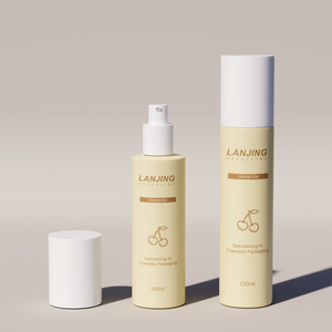 Juego de Envases de Vidrio Beige de Lujo para el Cuidado de la Piel, Botellas con Bomba Recargables Vacías y Tarro para Crema con Tapas Blancas para Suero, Loción, Tónico - Product Image 4