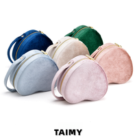 Boîtes à bijoux en velours en gros avec fermeture éclair, étui portable pour organiser les bijoux, boîte d'emballage personnalisée avec logo pour cadeau de Saint-Valentin