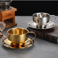 Tasse à café en acier inoxydable à double paroi incassable de qualité alimentaire avec poignée pour boissons chaudes et froides, fournitures de bureau et domestiques