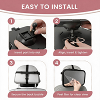 Miroir de voiture pour bébé en acrylique incassable, lentille convexe, pivotant à 360°, sangle réglable, coussin antidérapant, lumière USB, fixation murale