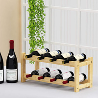 Porte-vin en bambou style campagnard, 8 bouteilles, autoportant, marron, durable, en bois, rectangulaire, parfait pour les fêtes, cadeau idéal