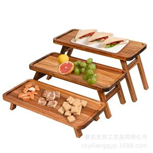 Wooden Dessert Rack 16.9in Tiered Display Solid Wood Tray For Cupcake Outdoor Picnic - Product Image 5