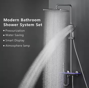 Đơn xử lý mưa vòi hoa sen vòi với súng mềm màu xám đánh bóng van gốm đa chức năng áp lực vòi nước có đồng hồ đo - Product Image 3