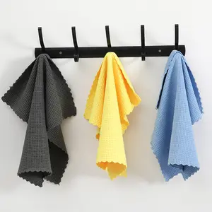 गर्म बिकने वाला माइक्रोफाइबर वफ़ल तौलिया उच्च अवशोषक वफ़ल रसोई कपड़ा माइक्रोफ़ाइबर मूंगा ऊन सुखाने वाला तौलिया