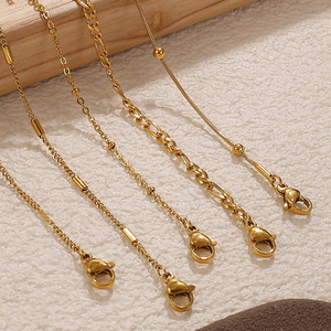 Colliers à breloques en acier inoxydable <span class=keywords><strong>316L</strong></span> plaqué or 18 carats, chaîne fine, <span class=keywords><strong>prix</strong></span> d'usine en gros, bijoux de mode en vrac pour femmes et hommes - Product Image 4