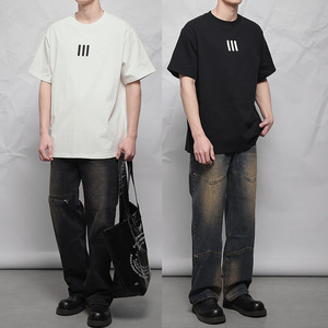 Personalizado OEM ODM fabricantes de ropa en relieve de gran tamaño de algodón liso bordado camisetas hombres mujeres familia a juego 100% algodón - Product Image 2