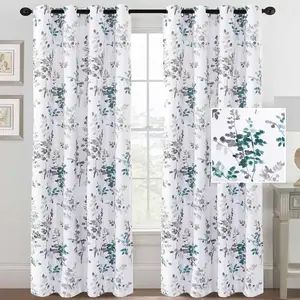 Jacquard Polyester Grommet Blackout Curtains Vintage Classical Floral Printed Drapes Luxury Curtains for The Living Room