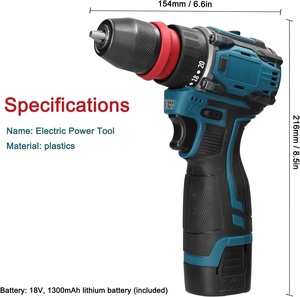 Taladro <span class=keywords><strong>Atornillador</strong></span> Eléctrico MARS 18V 2 en 1 de Litio, 45 Nm de Torque, 1500 RPM, 2 Baterías Recargables, Herramienta Eléctrica para el Hogar y Muebles - Product Image 6