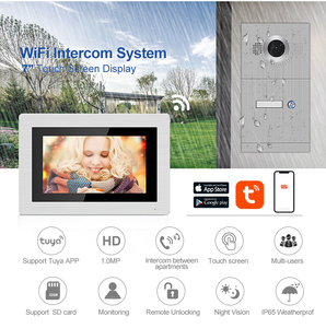 Tuyasmart SIP IP thông minh 7 inch màn hình cảm ứng Video <span class=keywords><strong>intercom</strong></span> với wifi Cat5 Cáp OEM đa gia đình thông minh video Cửa Điện thoại chuông cửa - Product Image 5