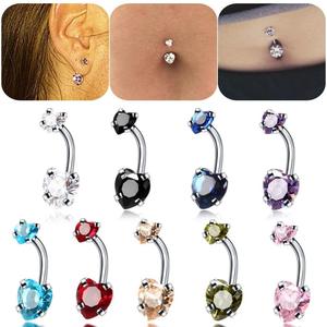 Piercing de Ombligo Curvo de Acero Quirúrgico 316L Lotus con Rosca Interna y Circonita Cúbica AAAAA de 14G, en Stock - Product Image 3