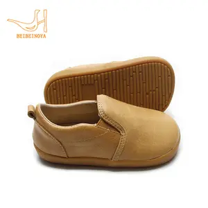 Babyhappy nouvelle innovation semelle en caoutchouc véritable cire cuir sans lacet pieds nus chaussure minimaliste ergonomique large orteil boîte chaussures