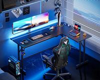 L-förmiger Gaming-Schreibtisch Wendbar Mit Steckdose und Lochplatte Gaming-Tisch Mit LED-Beleuchtung für Heimbüro Schwarz