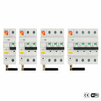 Disjoncteur intelligent WiFi Tuya 1P 2P 3P 4P sur rail DIN, contrôle à distance via application, compatible Alexa Google Home, protection contre les surintensités Type C