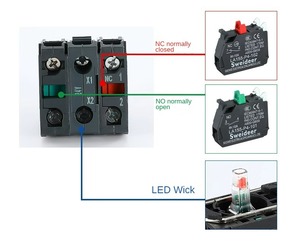 Interruptores de botón pulsador eléctricos de plástico XB4 de 22 mm con luz LED, interruptor de parada de emergencia tipo hongo rojo - Product Image 6