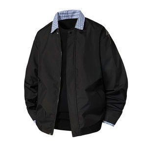 Chaqueta de solapa literaria a cuadros de manga larga para hombre con logo personalizado, abrigo cortavientos Joker 2025 nuevo para hombre, reversible - Product Image 5