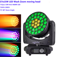Flystar 37x15W RGBW 4in1 Wash 37x15 37*15W DMX Zoom LED Wash Moving Head Stage Light pour DJ Bar Disco Scène Club