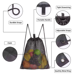 Heavy Duty Reusable Grocery Shopping <strong>Mesh</strong> <strong>Drawstring</strong> <strong>Bag</strong> Sport <strong>Mesh</strong> <strong>Drawstring</strong> Backpack for Gym Beach Storage - Product Image 4
