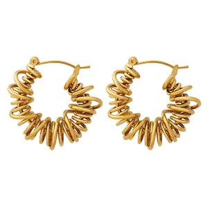 18k Gold Plated Factory Supplier Earrings Croissant Twisted Waterproof Rope Chain for women Hoop Earrings