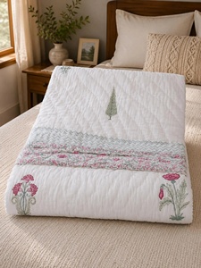 Unique Hand Block Printed Floral Cotton <b>Quilt</b> Jaipuri Razai Reversible Boho Indian <b>Bedding</b> King Size Handmade Comforter - Product Image 4