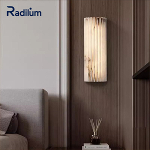 LED Wall <b>Sconce</b> Alabaster Metal Nordic Modern Luxury Villa Hotel Corridor Bedroom Fluted Ribbed Texture Designer High Power Art - Product Image 1