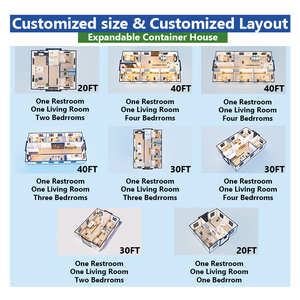 Maison conteneur extensible 20 pieds 40 pieds, 2 chambres, cabane préfabriquée, Casas Contenedor avec grande porte vitrée pour usage résidentiel et <span class=keywords><strong>vacances</strong></span> - Product Image 6