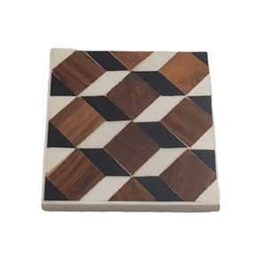 Posavasos de resina con incrustaciones de madera, conjunto de posavasos con logotipo de Color personalizado, para boda, Hotel, venta directa de fábrica, bajo pedido - Product Image 4