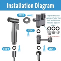 Set Semprotan Bidet Genggam USA untuk Toilet, Kit Shattaf Terpasang di Dinding dengan Selang Spiral Anti Aliran Balik G1/2 Grosir