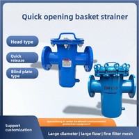 Filtre à panier relevable manuel à ouverture rapide, de type annulaire et d'angle, pour conduite d'évacuation verticale droite, pour applications eau et huile