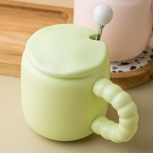 Customization Hand-made Ceramic Mug 470ml Spoon Logo Printing Cute Design Dishwasher <b>Microwave</b> Safe Gift Box Packaging Business - Product Image 6