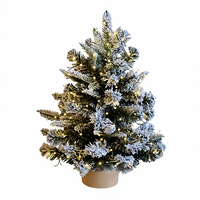 Petit sapin de Noël artificiel moderne et écologique, pré-éclairé, en pin floqué, pour table, décoration intérieure de Noël