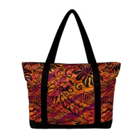 Tas Tote Kanvas Besar Gaya Hawaii Warna Oranye untuk Wanita, Tas Selempang dengan Kantong Laptop & Saku, Tas Serbaguna untuk Perjalanan dan Kerja