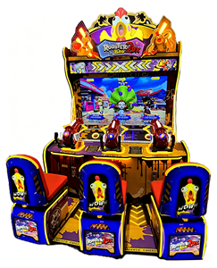 Machine d'arcade de tir à pistolets légers Rooster N Bro 2DX pour 3 joueurs avec sièges à mouvement et système de rédemption de tickets - Product Image 1