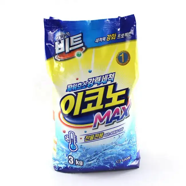 Custom printed 3kg detergent washing powder small sachets packaging bags plastic gusset bag for washing powder bleaching laundry