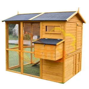 wooden chicken coop fir wood body frame asphalt roof galvanized tray 200*170*190cm chicken cage house