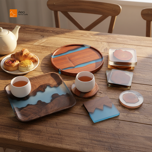 Posavasos Cuadrado de Resina y Pino, Diseño Moderno Vintage, Hecho a Mano, Antideslizante, Aislante, Ecológico, Resistente al Calor, para Tazas de Té, Decoración Única para el Hogar - Product Image 5