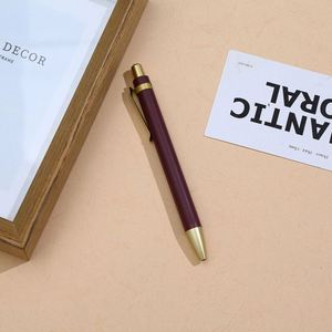 Stylo bille métallique de luxe haut de gamme couleur café, fin et élégant, personnalisable avec logo, idéal pour la publicité (compatible avec les stylos gel) - Product Image 4
