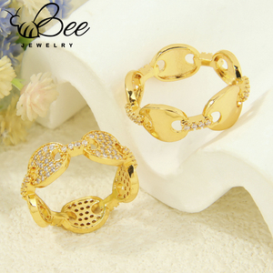 Anillo Minimalista Chapado en Oro de 21k con Zirconia, Estilo Brasileño, para Mujer, Venta al Por Mayor, Anillos de Cóctel Hip Hop para Bodas y Fiestas - Product Image 5