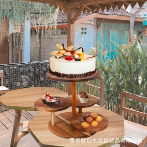 Bandeja escalonada de madera maciza, Soporte redondo de 5 capas para Postres, torre de soporte para cupcakes para postres - Product Image 3