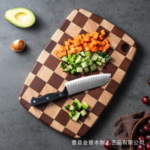 Creative Checkerboard Solid <b>Wood</b> Cutting Board 33x23x2.5cm Rubberwood Walnut Spliced Rectangle Chopping <b>Block</b> - Product Image 2
