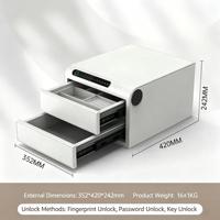 Coffre-fort en cuir blanc avec double tiroir, code par empreinte digitale et clé, trois modes de déverrouillage, idéal pour les objets de valeur personnels – Vente en gros usine