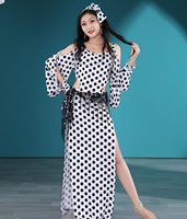 Costume de danse du ventre pour femmes, robe à épaules dénudées, à pois, style Baladi