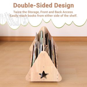 Bằng Gỗ 3 Tầng Kệ sách cho trẻ em Montessori & Toddler đứng loại vỏ sò phía trước phải đối mặt với kệ sách dễ dàng cài đặt - Product Image 5