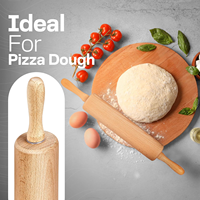 Rouleau à pâtisserie en bois de 17,6 pouces avec poignées ergonomiques rotatives, long rouleau à découper en bois pour la pâtisserie et la pizza
