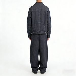 Completo <span class=keywords><strong>Jeans</strong></span> da Uomo Fighting Ant Ensemble: Giacca in Denim Lavato con Stampa e Pantaloni Blu, Set Due Pezzi Personalizzato - Product Image 2