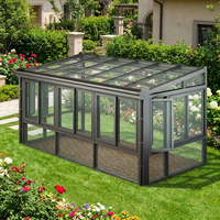 Modern French Design Small 4 Season Aluminum Sunroom Double Tempered Glass Folding Door Eco-Friendly for Villa Bedroom Outdoor