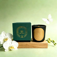 Bocaux à bougies en verre de luxe modernes, vides, verts et noirs, de 7oz, 10oz, 14oz, avec logo couleur personnalisé, pour la fabrication de bougies, avec emballage en boîte