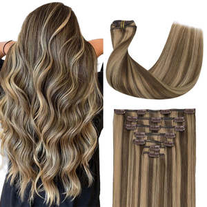 Extensiones de Cabello Natural con Clip, Doble Trama, Calidad Premium, Puntas Gruesas, Textura Suave y Sedosa, Calidad de Salón - Product Image 1